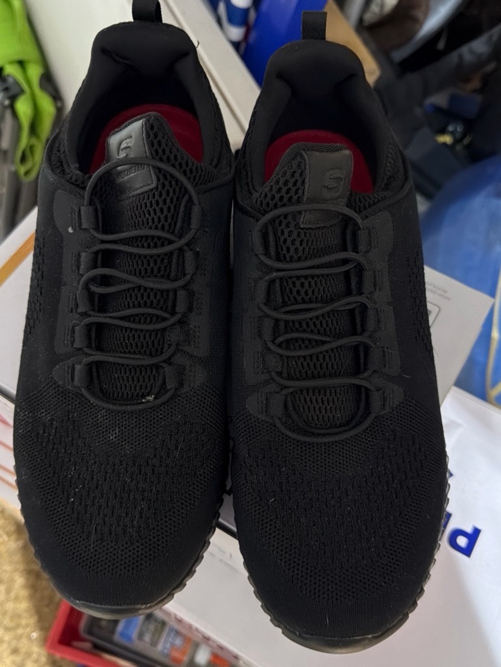 Skechers Men's Black Slip-On Knit Athletic Shoes